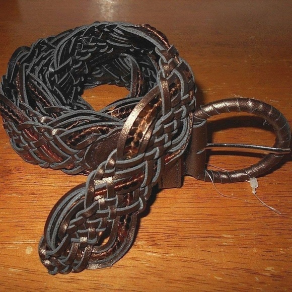 Vintage woven sequins metallic brown/bronze belt